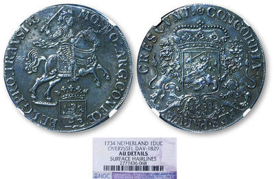 德泉缘2025年北京秋季拍卖会 - 荷兰大马剑银币一枚 NGC AU DETAILS 2777436-068 重32.78g