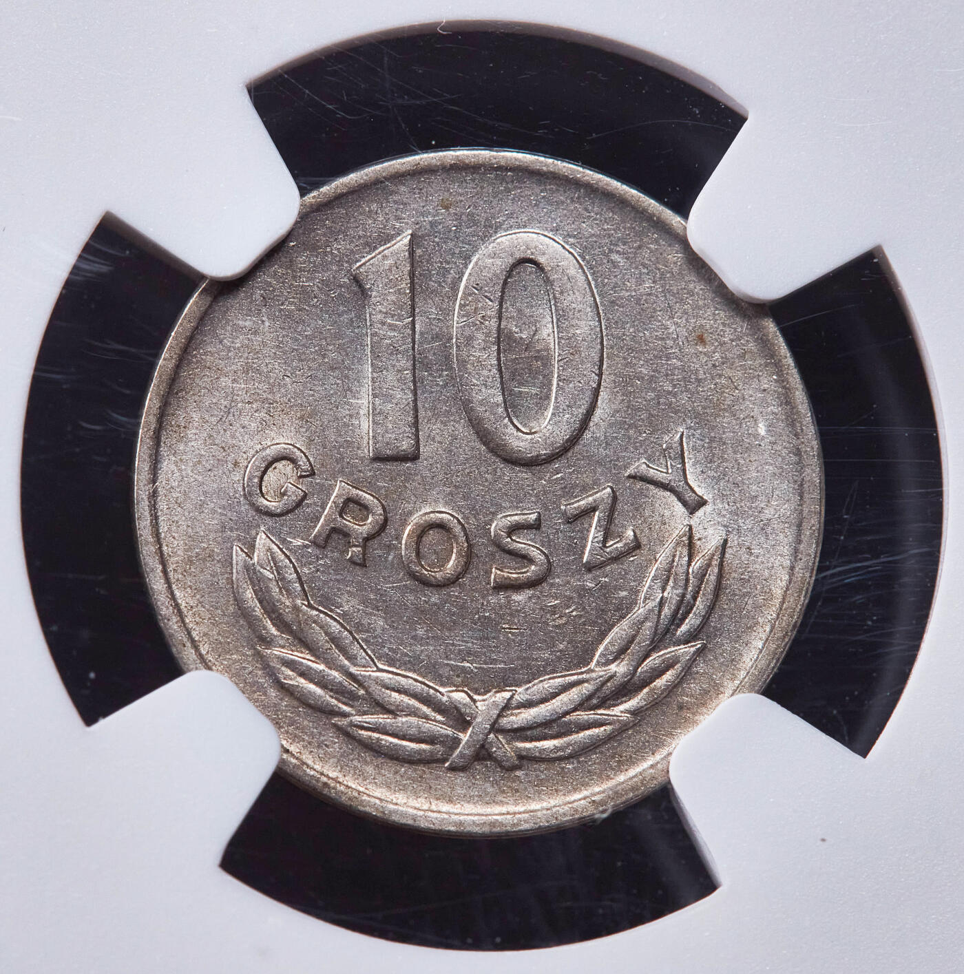 【俄甄集藏】2025年(044)11-12星期三晚 19:30 全场包邮 波兰1949年10格罗申镍币，NGC AU58，原光品相