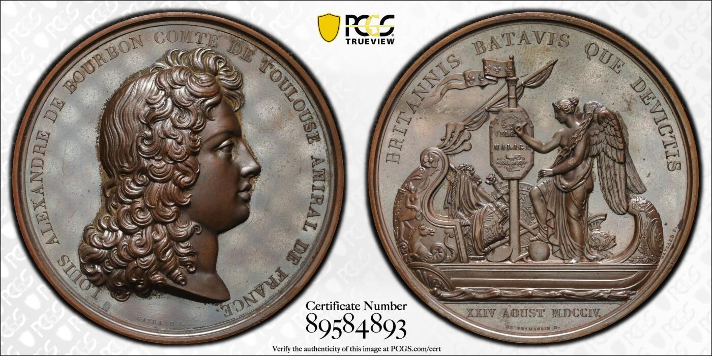 博洋堂世界钱币拍卖第143期（全场包邮） PCGS SP63 唯一冠军！1820年法国纪念击败荷兰无敌舰队巨大铜章！原铸65mm巨大厚重铜章，超级无敌高浮雕模板！上手给人一种无与伦比的震撼！刚刚PCGS 新盒子，毫无任何损伤！