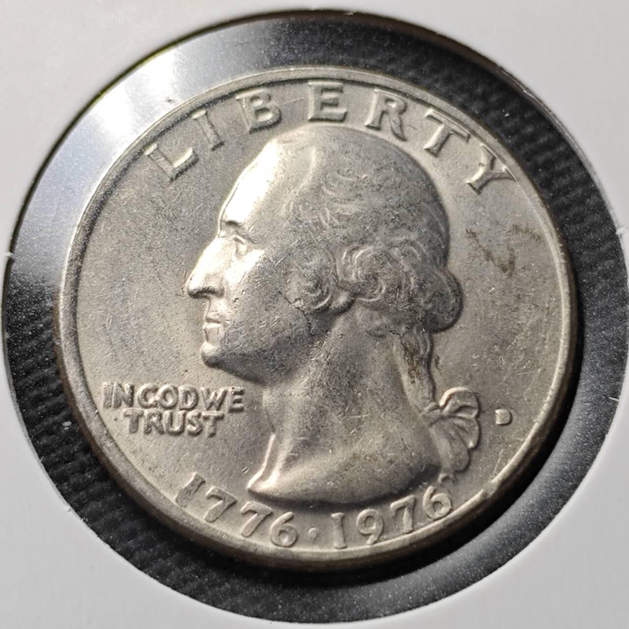 KK钱币收藏小铺 第355场 2月预留时间 周末发货  美国建国200周年纪念币25分