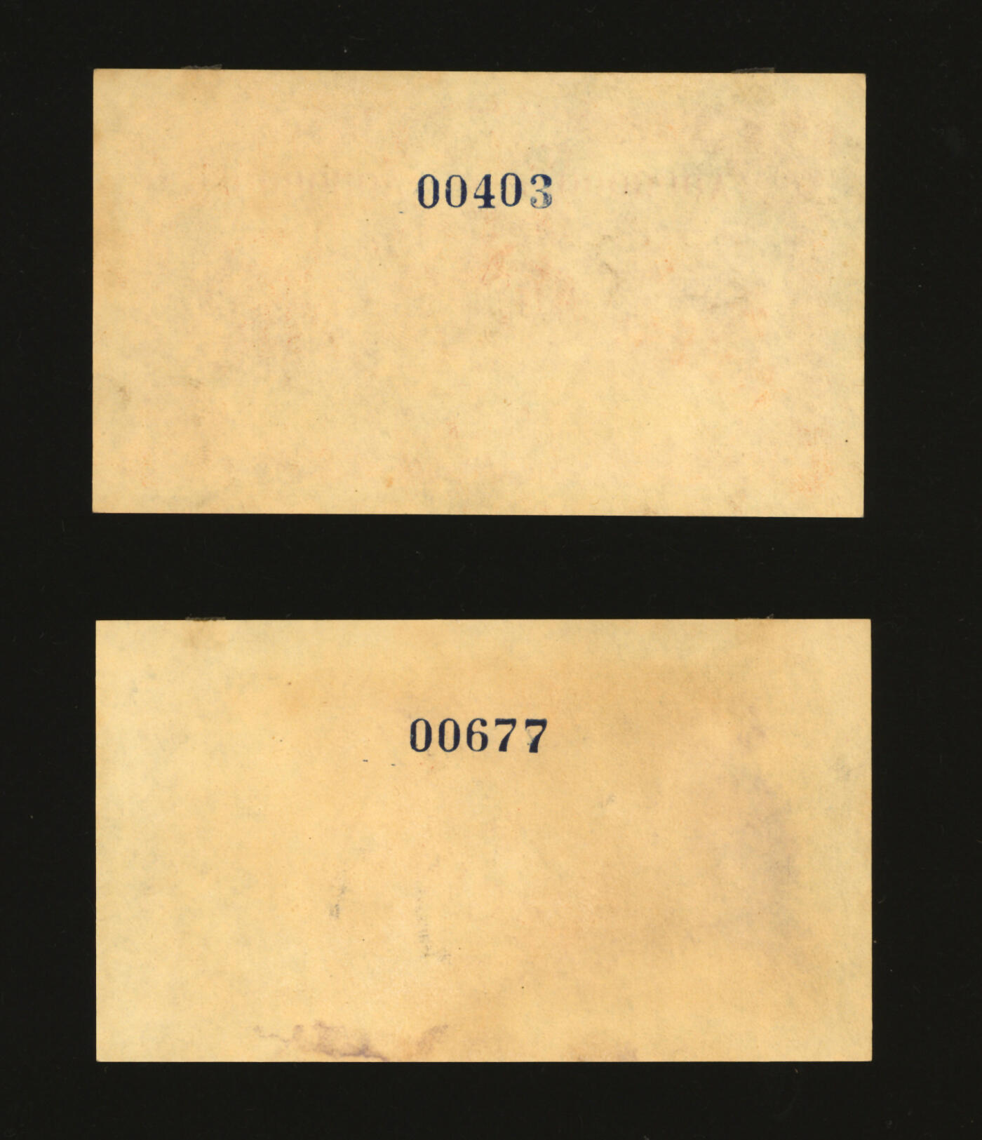 泓盛2025年秋季拍卖会 纸币 民国十六年（1927年）交通银行华德路版棕红色壹角样本券，正背共2枚，青岛地名，少见，纸张硬挺白净，纹理清晰，凹凸强烈，色彩浓郁纯正，全新