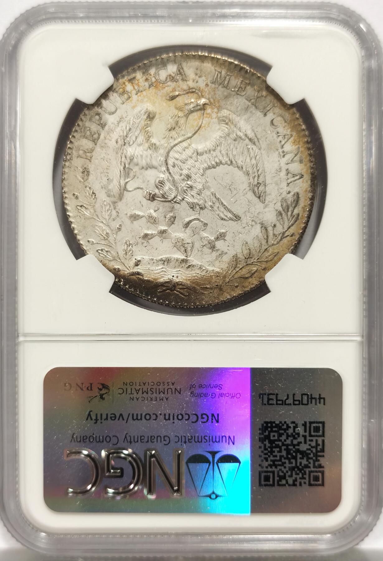 博洋堂世界钱币拍卖第143期（全场包邮） NGC MS62 墨西哥1897年ZS FZ版花边鹰洋，关门年份，原味窖藏包浆，滴水未下