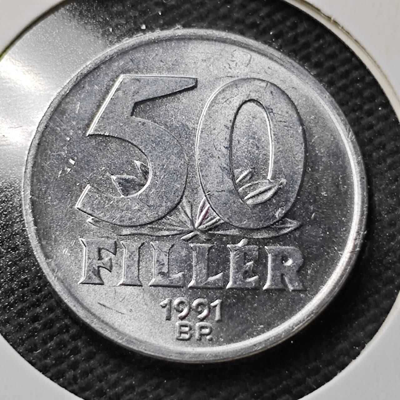 KK钱币收藏小铺 第355场 2月预留时间 周末发货  1991匈牙利50赫勒 好品