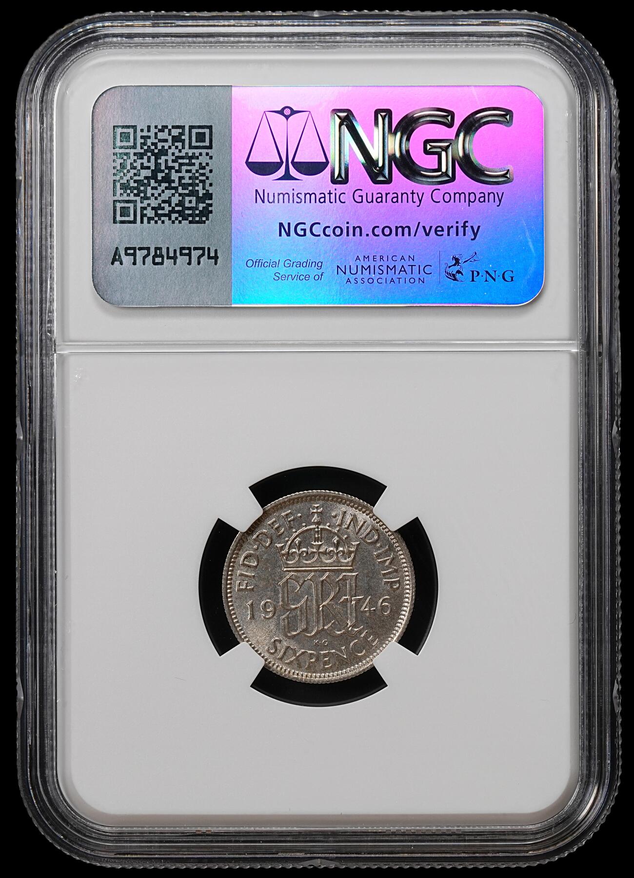 修遠堂世界钱币第八十九期 NGC MS64 1946年英国6便士银币