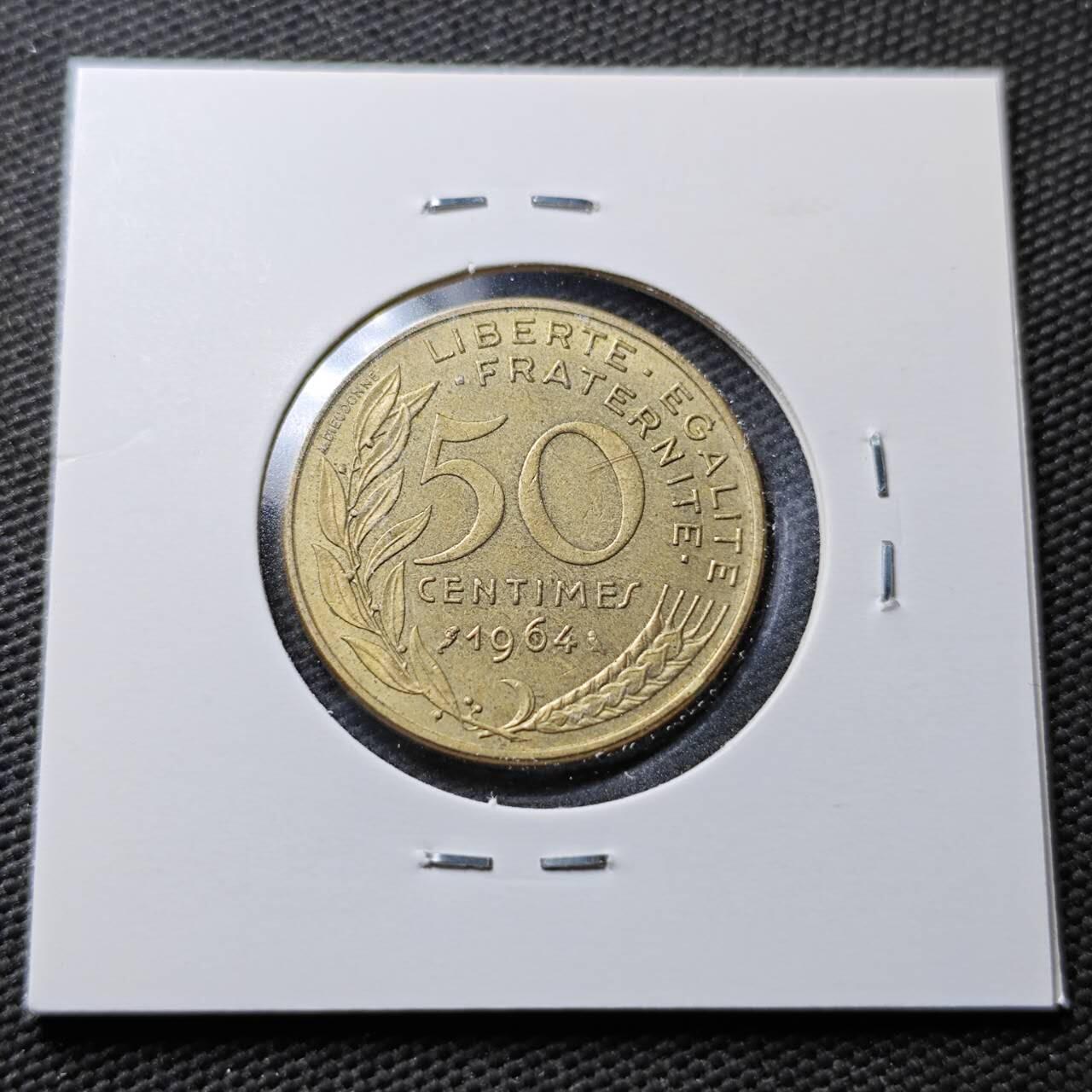 KK钱币收藏小铺 第355场 2月预留时间 周末发货  1964法国50分铜币 不多见纲目品种
