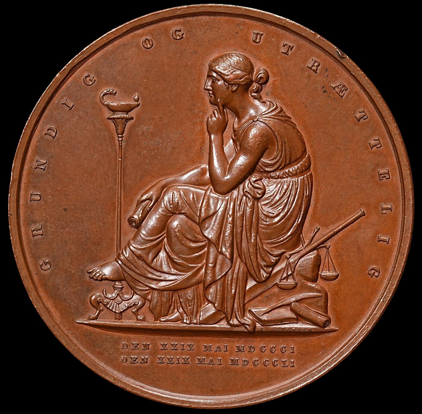 修遠堂世界钱币第八十九期 19世纪丹麦首相A.S. Ørsted纪念大铜章 55.60mm，102.63g