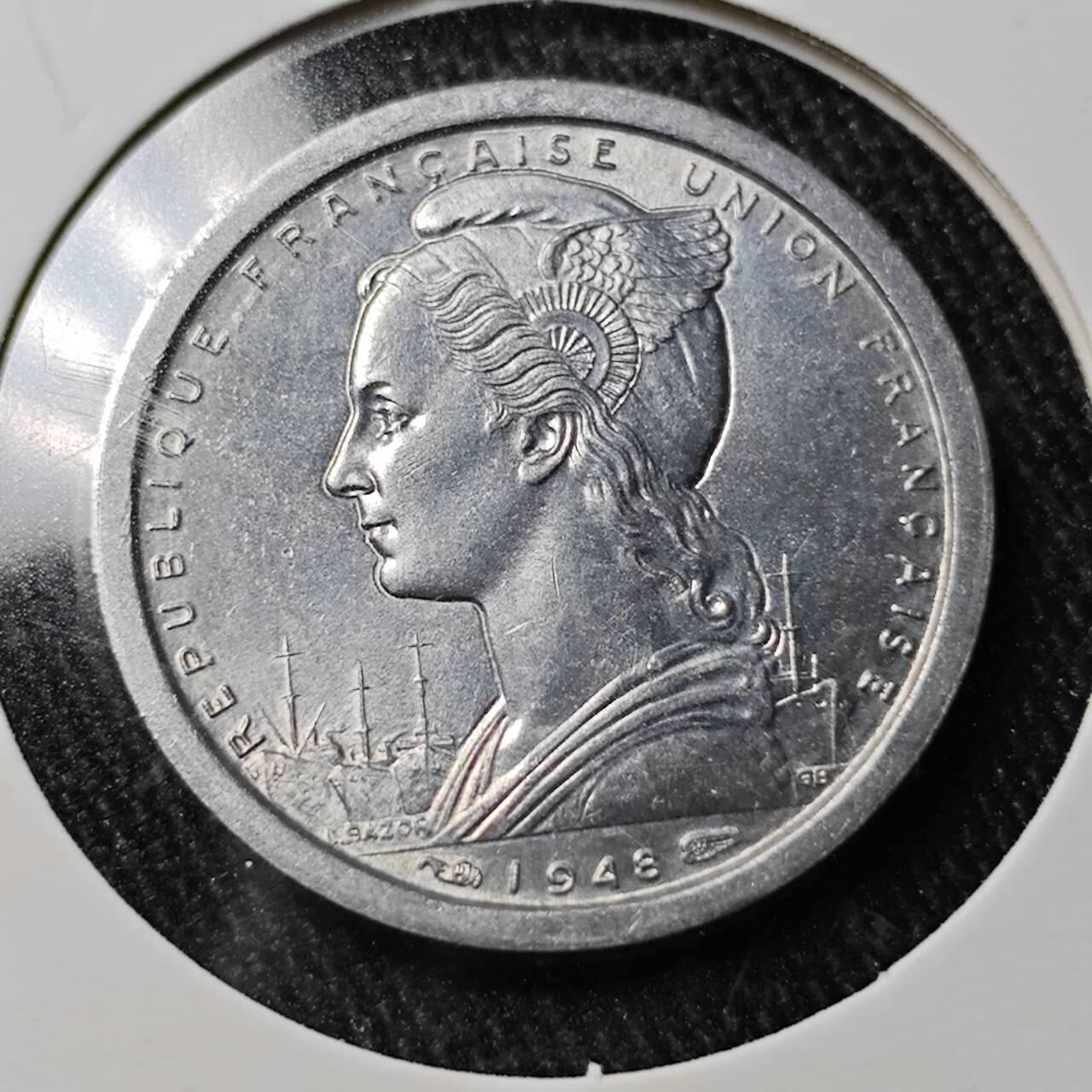 KK钱币收藏小铺  （套币 批量/好品散币 银币）专场  2月预留时间 周末发货 1948法属喀麦隆1法郎 好品