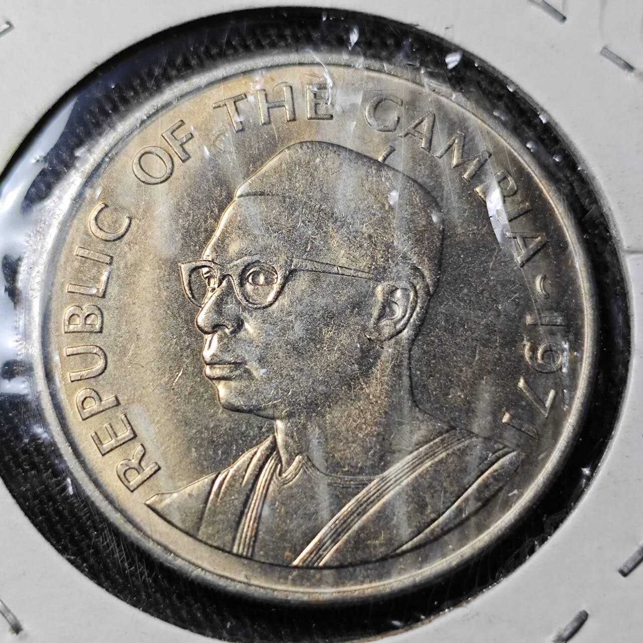 KK钱币收藏小铺  （套币 批量/好品散币 银币）专场  2月预留时间 周末发货  1971冈比亚1达拉西 鳄鱼 独年!