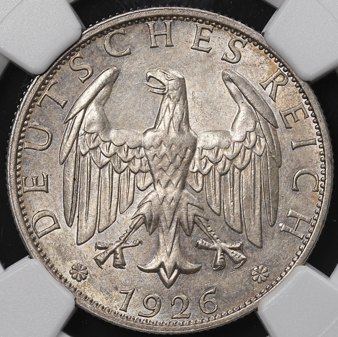 修遠堂世界钱币第八十九期 NGC MS63 1926年德国2马克银币 A厂铭