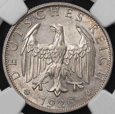 修遠堂世界钱币第八十九期 - NGC MS63 1926年德国2马克银币 A厂铭