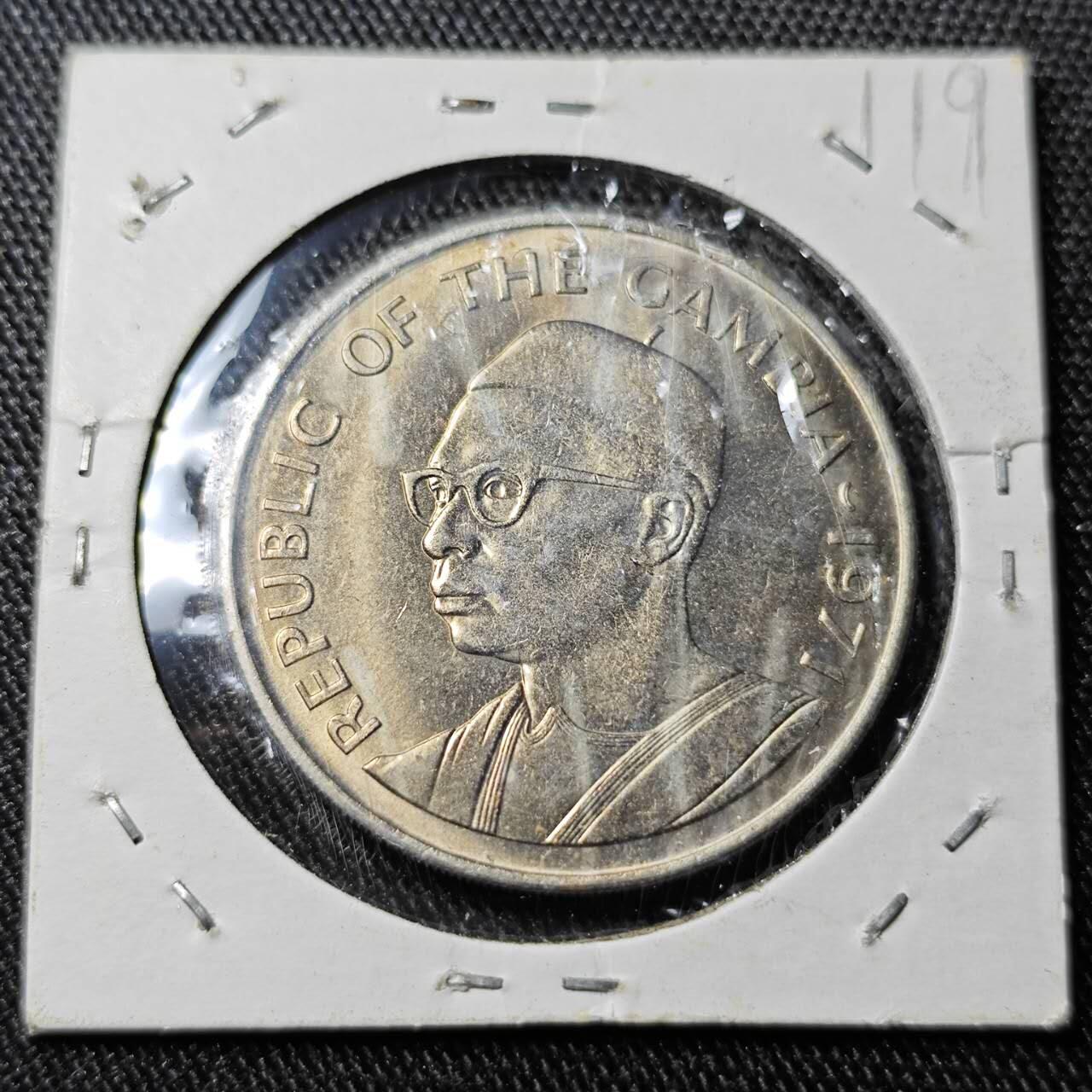 KK钱币收藏小铺  （套币 批量/好品散币 银币）专场  2月预留时间 周末发货  1971冈比亚1达拉西 鳄鱼 独年!