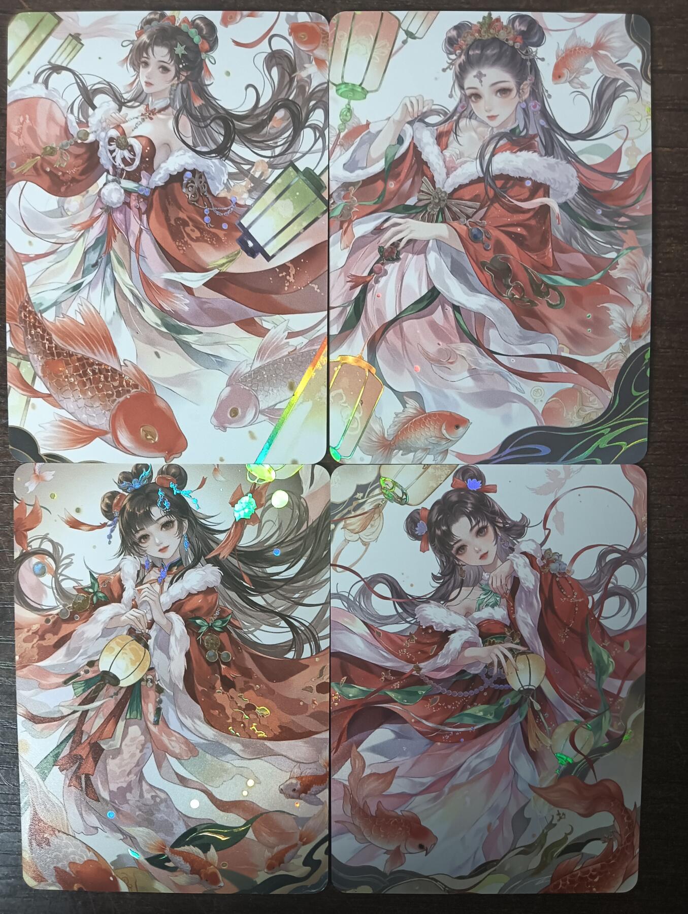 花开卡拍第43期（10月19号周日截拍，品控勿拍!!!拍品不寄存，运费5元，自制卡难免瑕疵，可能存在轻微撞角爆边等出厂瑕疵，品控介意勿拍！） 墨卡情人节福袋限定卡 彩闪4张