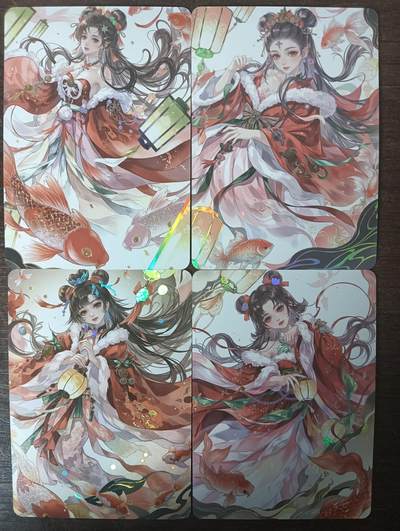 花开卡拍第43期（10月19号周日截拍，品控勿拍!!!拍品不寄存，运费5元，自制卡难免瑕疵，可能存在轻微撞角爆边等出厂瑕疵，品控介意勿拍！） - 墨卡情人节福袋限定卡 彩闪4张