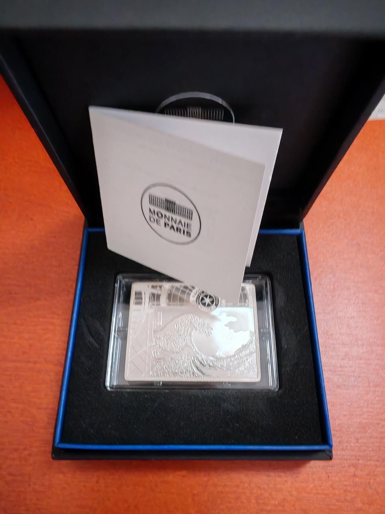 长老汇蛇年精选第六十二场拍卖  2020法国神奈川冲浪里10欧元矩形精制银币，盒证全，3000枚