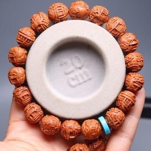 听雨轩（36） 苏州园林风景 龙纹桃核雕 矮桩正圆小核桃手串1.2*20颗