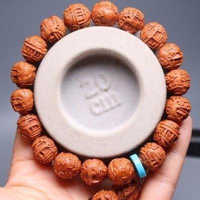 听雨轩（36） - 苏州园林风景 龙纹桃核雕 矮桩正圆小核桃手串1.2*20颗