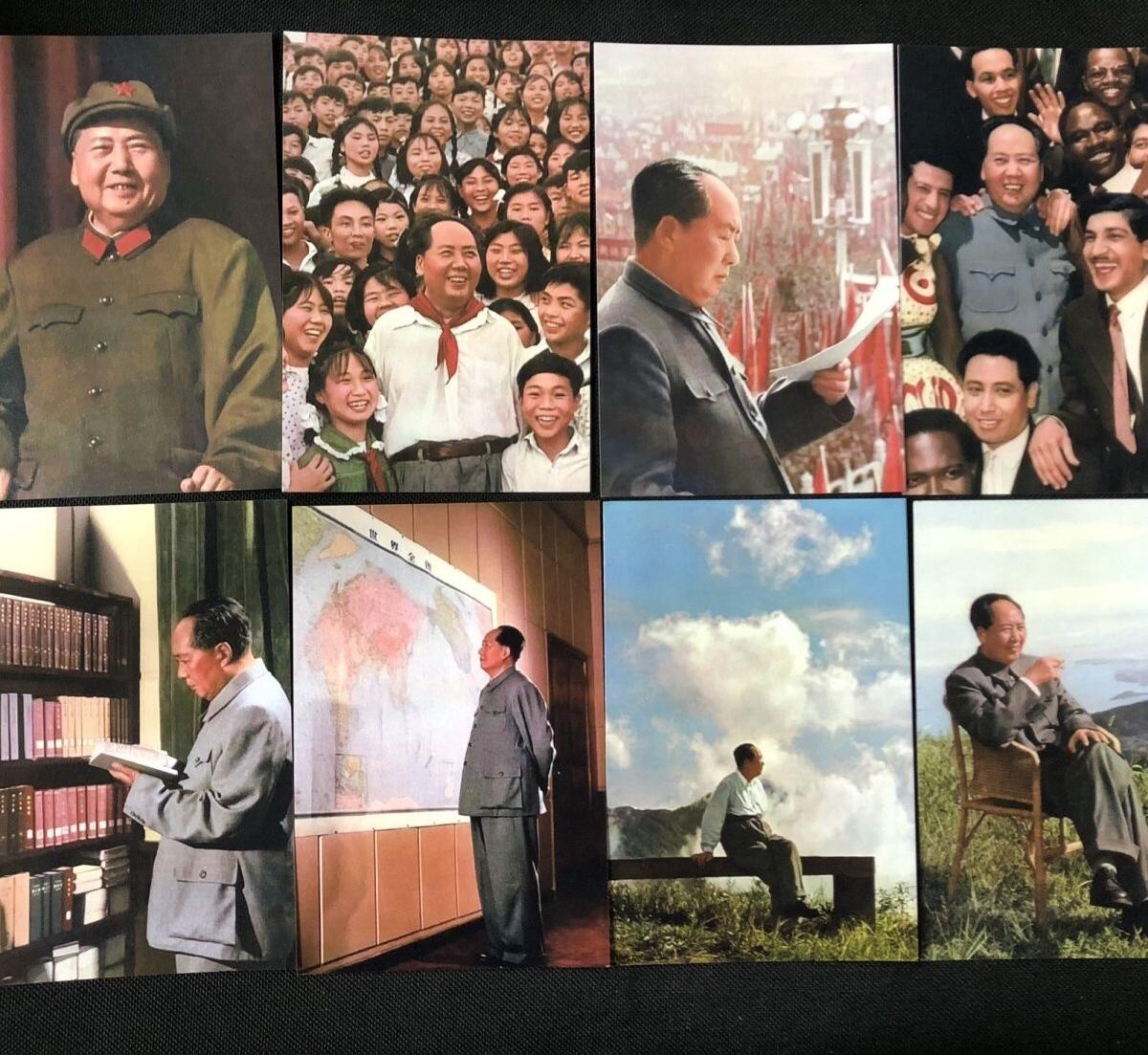 红色记忆专场 主席明信片一套8枚高清珠光纸