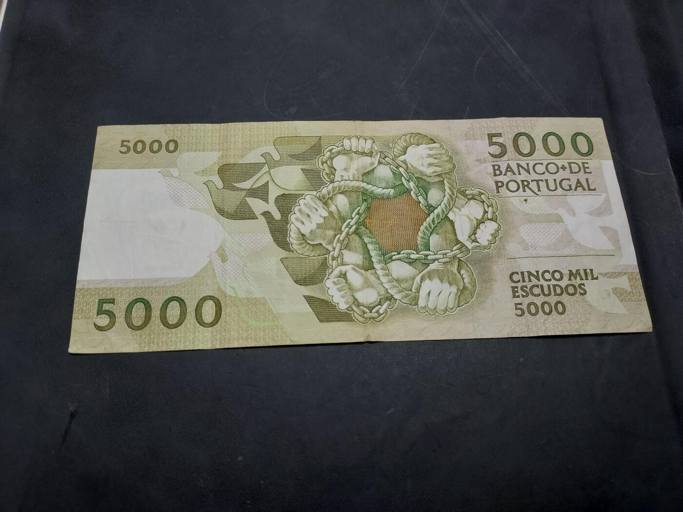 博彦收藏 10月29日 8点钱币专场 葡萄牙 旧版5000 埃斯库多 流通好品