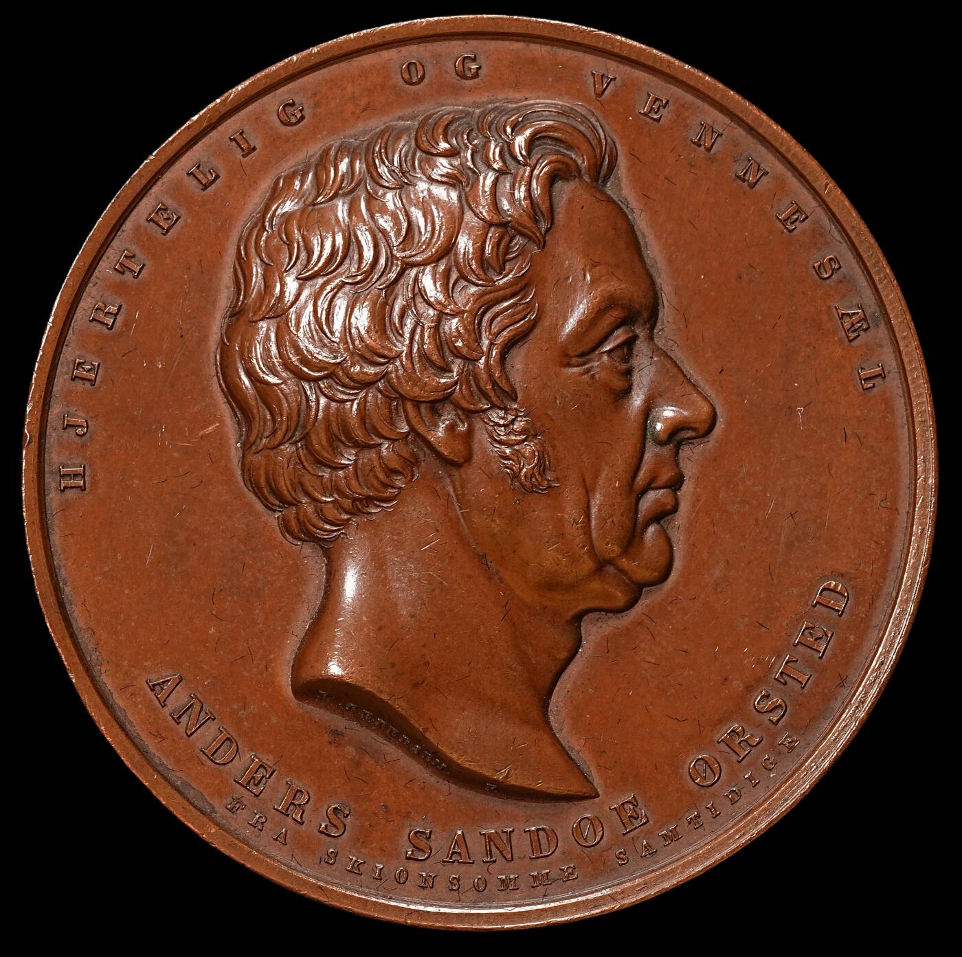 修遠堂世界钱币第八十九期 19世纪丹麦首相A.S. Ørsted纪念大铜章 55.60mm，102.63g