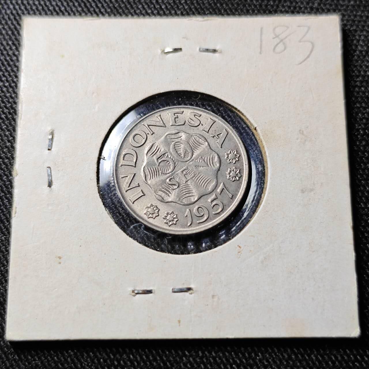 KK钱币收藏小铺  （套币 批量/好品散币 银币）专场  2月预留时间 周末发货  1957印度尼西亚50仙 好品