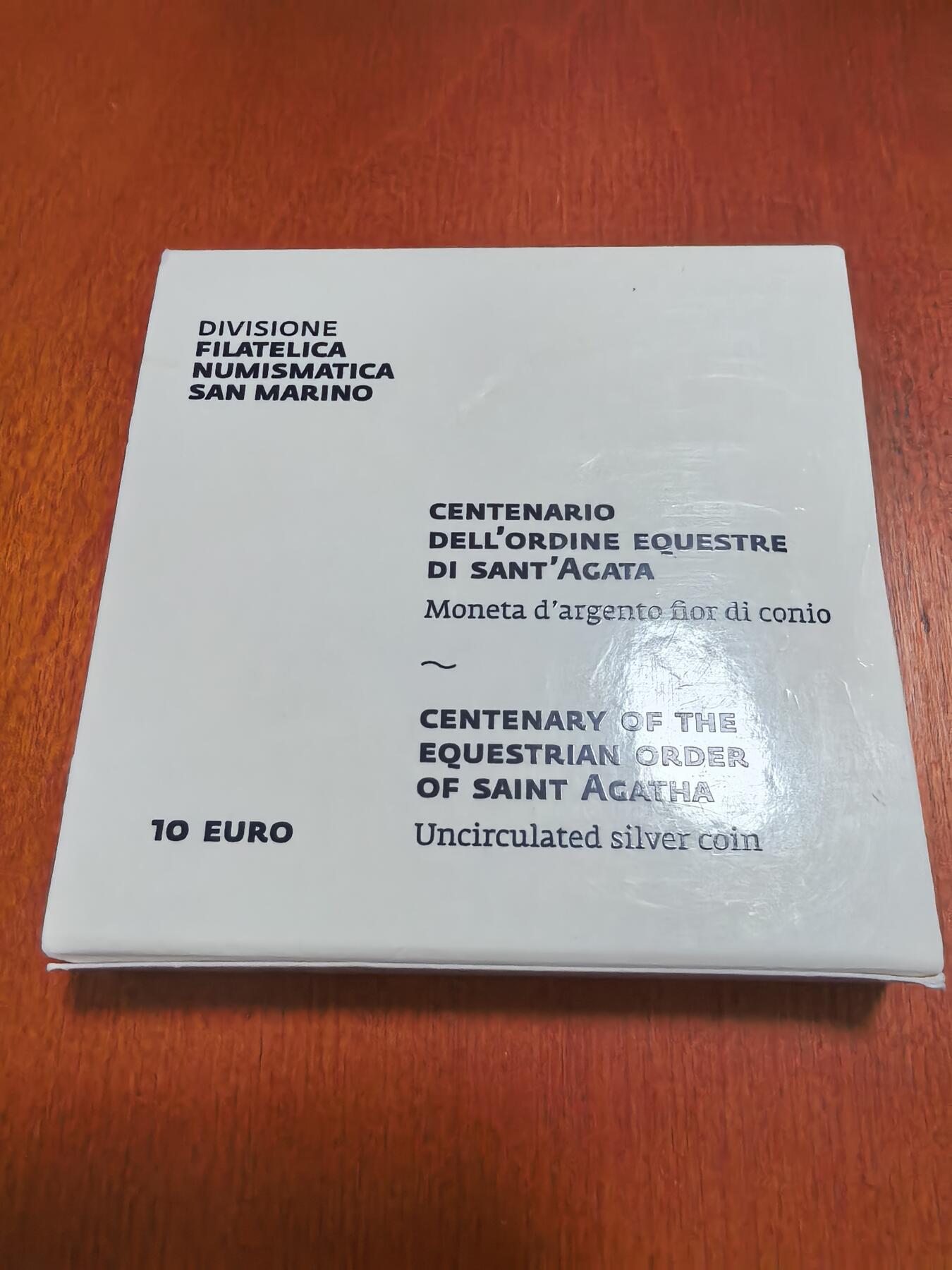 长老汇蛇年精选第六十二场拍卖 2023圣马力诺圣阿格塔十字章10欧元银币，22克925银，盒证全