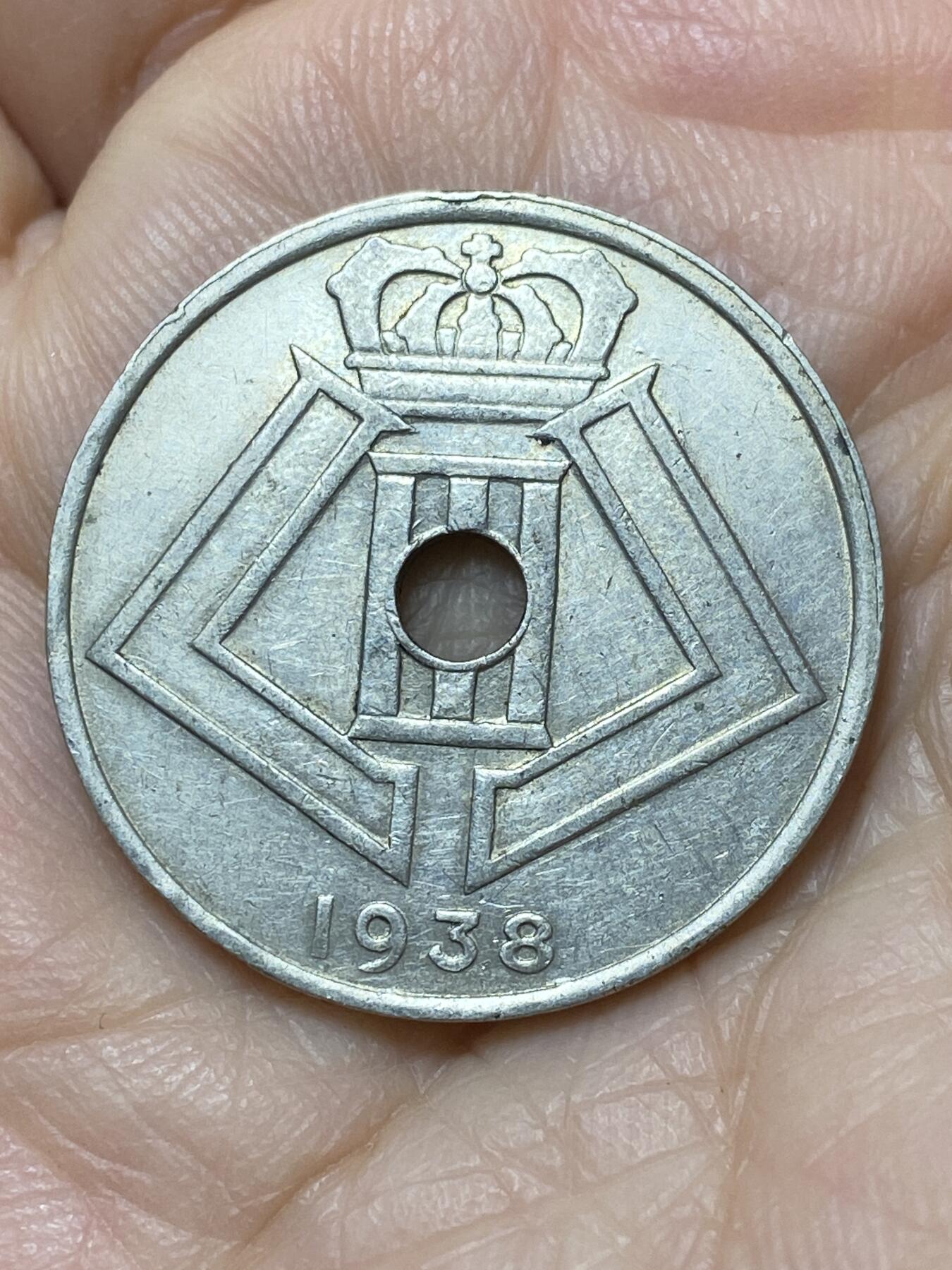 2025年第一百一十二场(总第一百三十八场）外国好品散币(免佣金) 比利时🇧🇪1938年25分(利奥波德三世时期，法语–荷语版，首发年仅发行2年)