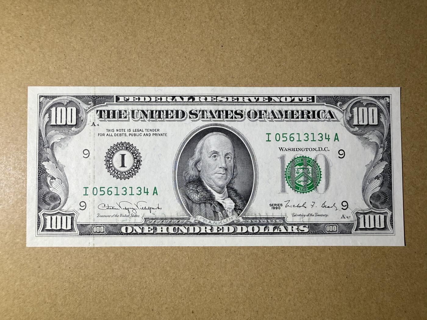 《艾美收藏》第216期-10.19周日外币超白金场 美国100美元 UNC 1990年小头美元 持续上涨品种