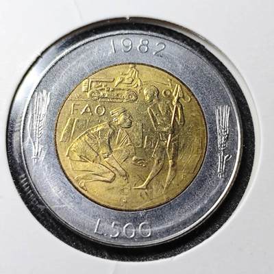 KK钱币收藏小铺  （套币 批量/好品散币 银币）专场  2月预留时间 周末发货 -  1982圣马力诺500里拉双色币 好品