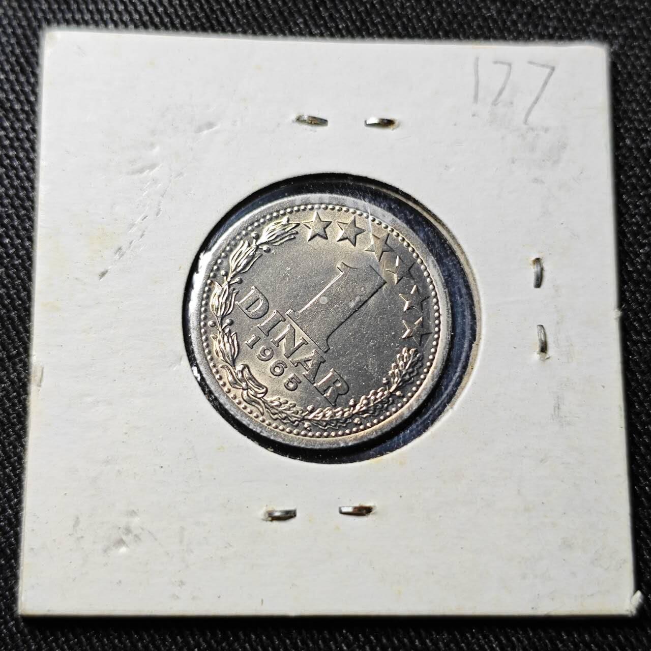 KK钱币收藏小铺  （套币 批量/好品散币 银币）专场  2月预留时间 周末发货  1965南斯拉夫1第纳尔 好品