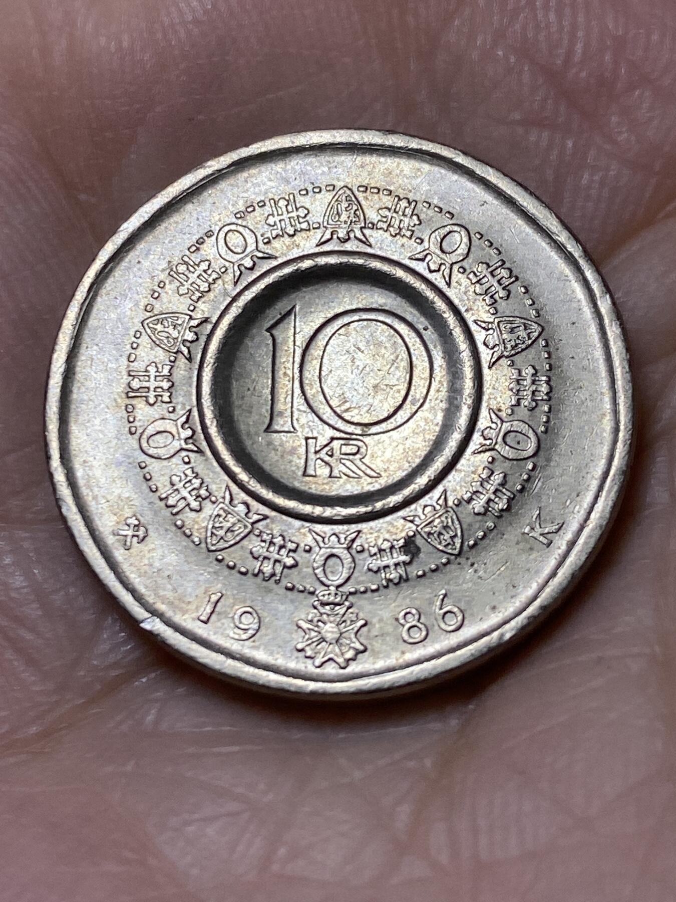2025年第一百一十二场(总第一百三十八场）外国好品散币(免佣金) 挪威🇳🇴1986年10克朗(奥拉夫五世第二版最大面值)