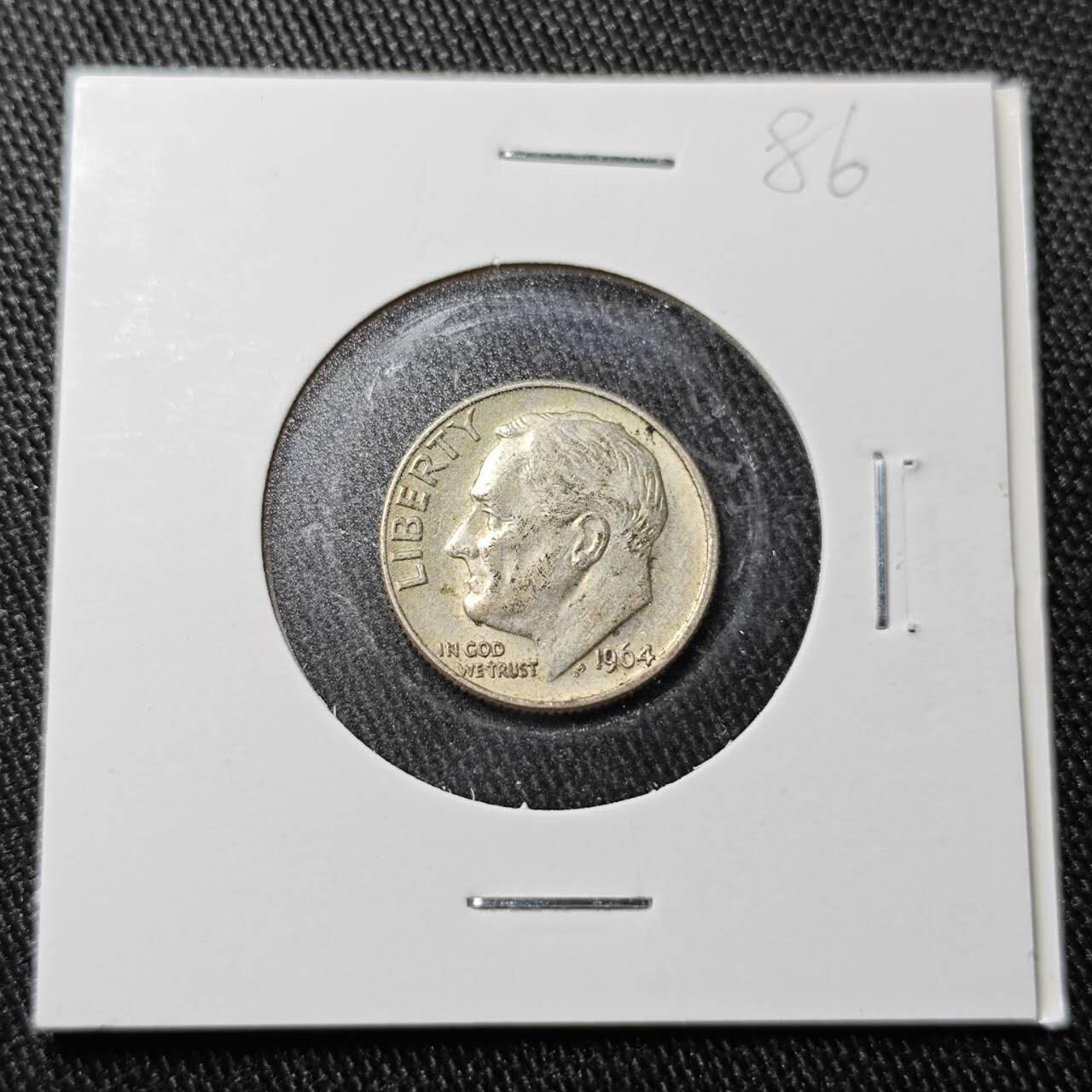 KK钱币收藏小铺  （套币 批量/好品散币 银币）专场  2月预留时间 周末发货   1964美国10分银币