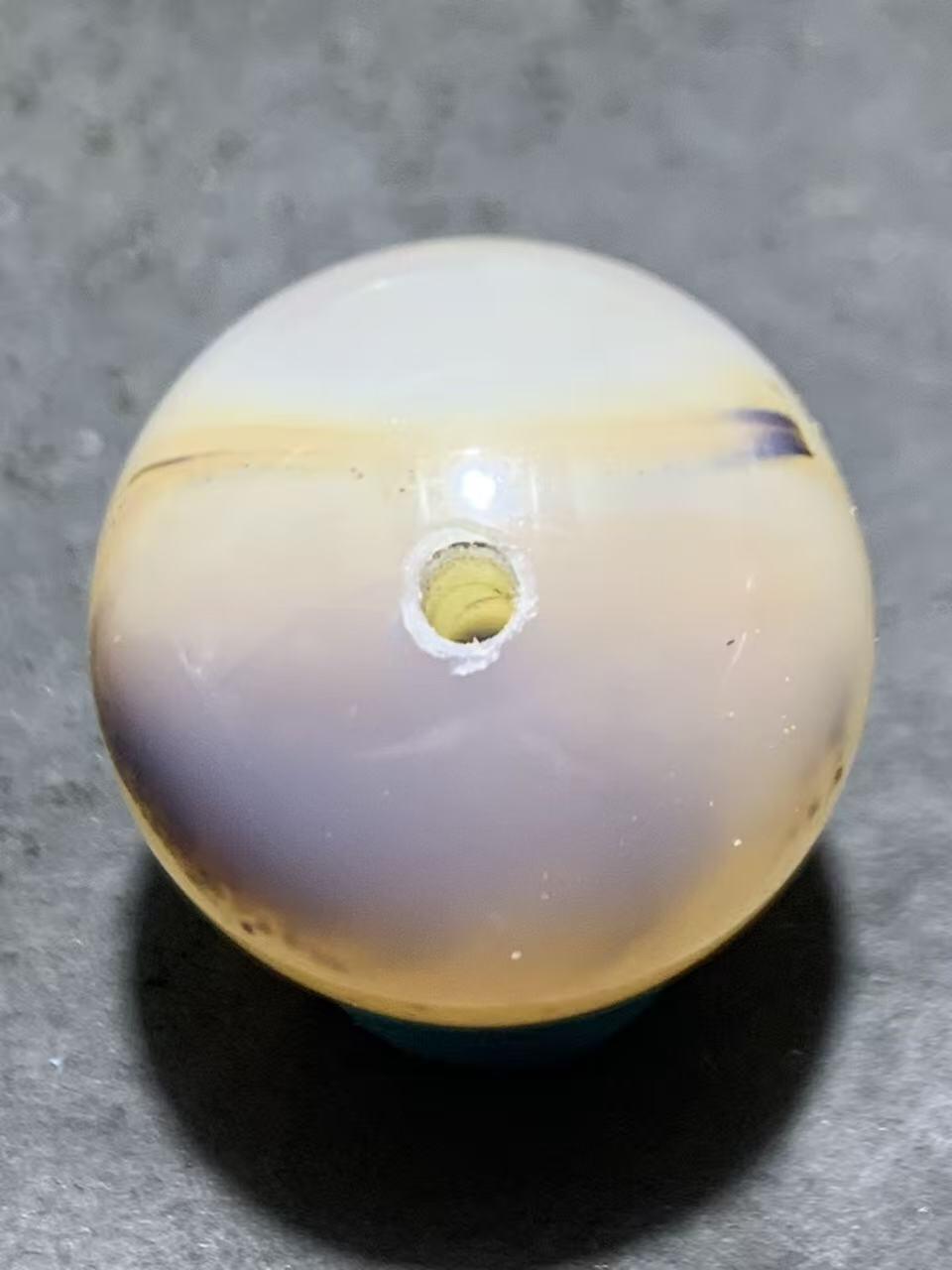 精美罕见冰粉色草花纹海洋玉髓2.0单珠一颗