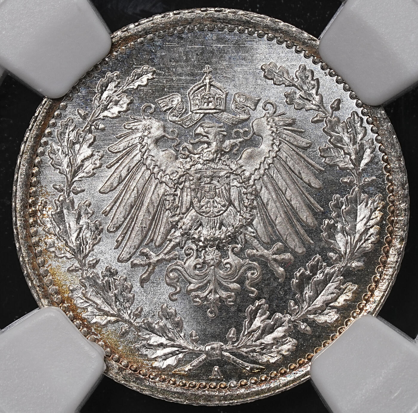 修遠堂世界钱币第八十九期 NGC MS67 1914年德国1/2马克银币 A厂铭