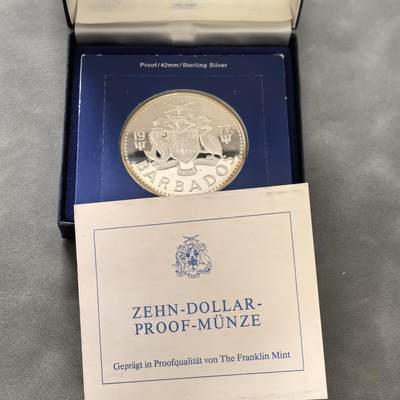 道一币馆币章第一百五十一场 - 原盒证 巴巴多斯1977年海神10元精制银币  37.9g 925S 