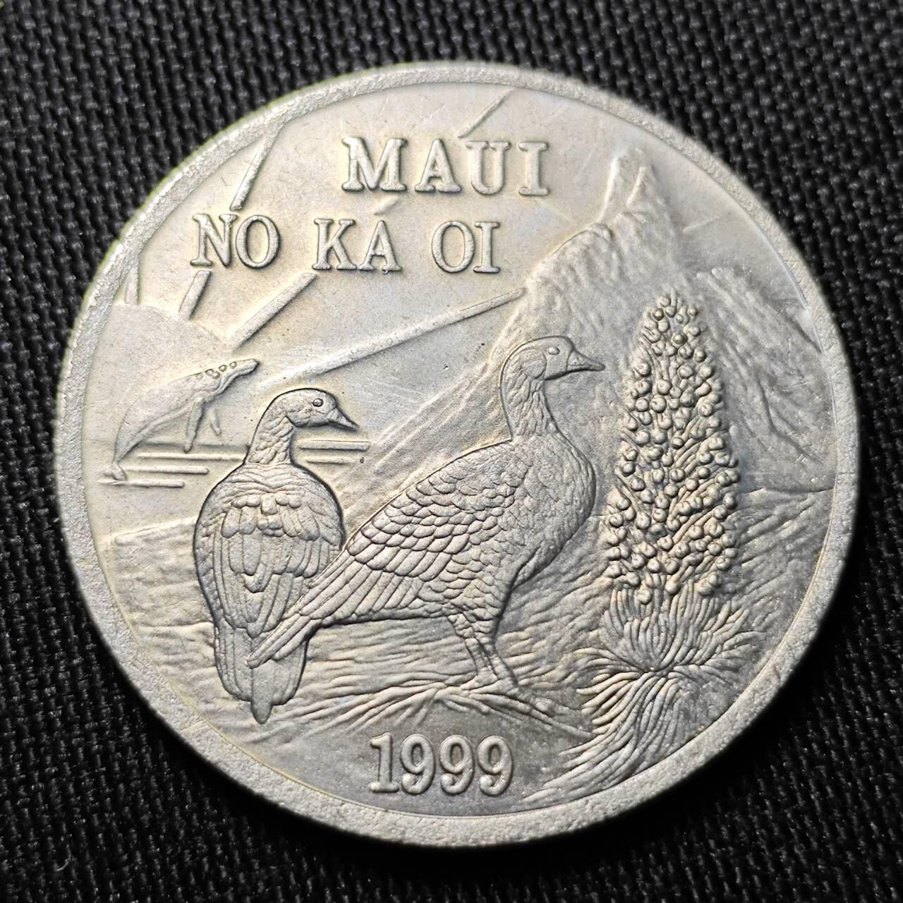 KK钱币收藏小铺  （套币 批量/好品散币 银币）专场  2月预留时间 周末发货  1999美国夏威夷毛伊岛1元代币