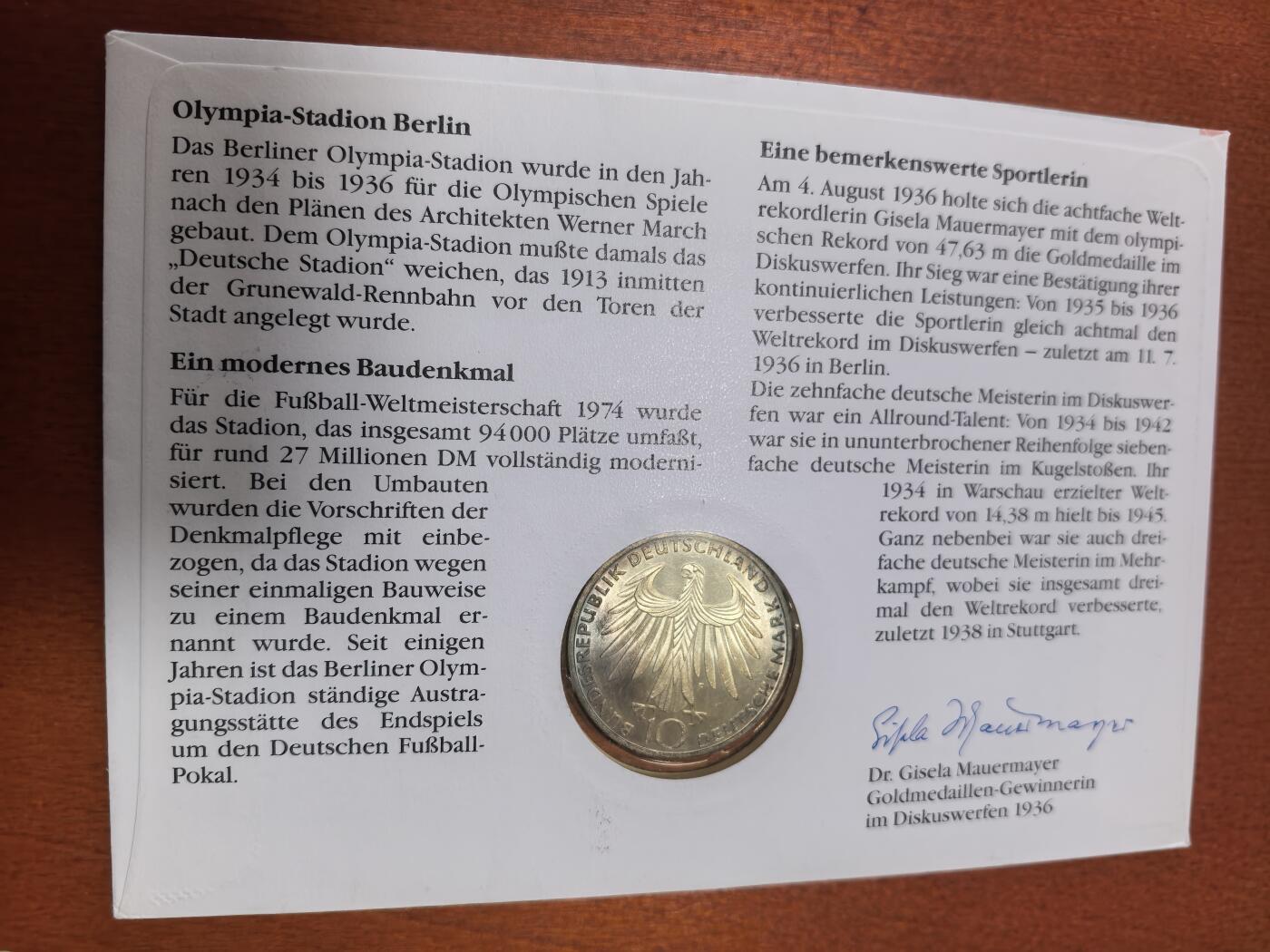 长老汇蛇年精选第六十二场拍卖 1993德国奥运邮币封，含1972慕尼黑奥运银币10马克1枚