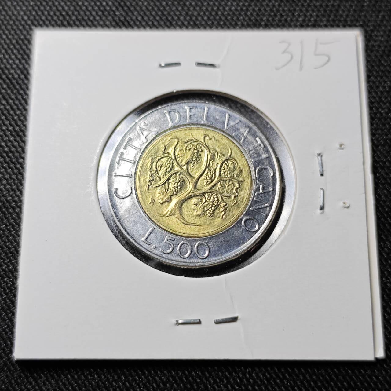 KK钱币收藏小铺  （套币 批量/好品散币 银币）专场  2月预留时间 周末发货   梵蒂冈500里拉双色币 好品