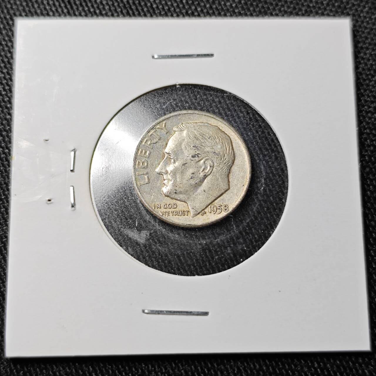 KK钱币收藏小铺  （套币 批量/好品散币 银币）专场  2月预留时间 周末发货   1958美国10分银币