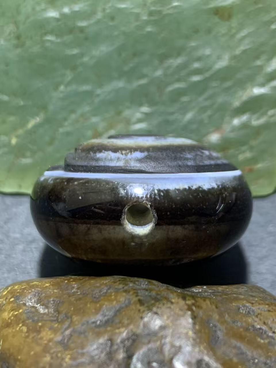 精品药师玛瑙手工雕刻富贵有鱼板珠（背云）一颗
