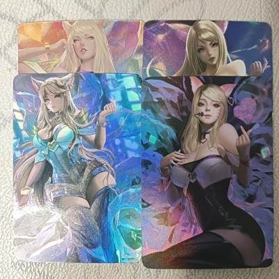 花开卡拍第43期（10月19号周日截拍，品控勿拍!!!拍品不寄存，运费5元，自制卡难免瑕疵，可能存在轻微撞角爆边等出厂瑕疵，品控介意勿拍！） - 阿狸 动漫卡 4张 折光彩闪