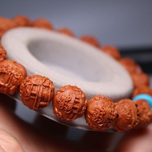 听雨轩（36） 苏州园林风景 龙纹桃核雕 矮桩正圆小核桃手串1.2*20颗