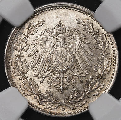 修遠堂世界钱币第八十九期 - NGC MS64 1917年德国1/2马克银币 D厂铭