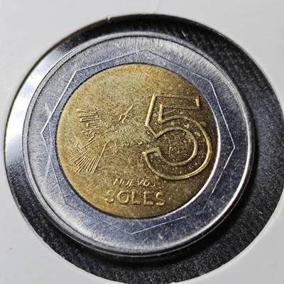KK钱币收藏小铺  （套币 批量/好品散币 银币）专场  2月预留时间 周末发货 -  1994秘鲁5索尔 好品双色币 不多见