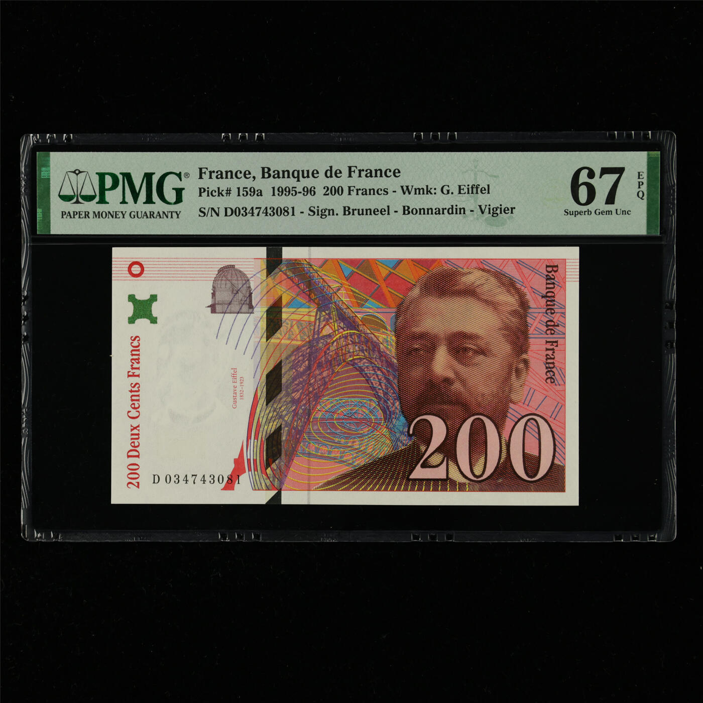 【亘邦集藏】第214期拍卖 1995-96年 法国200法郎 PMG 67EPQ D034743081