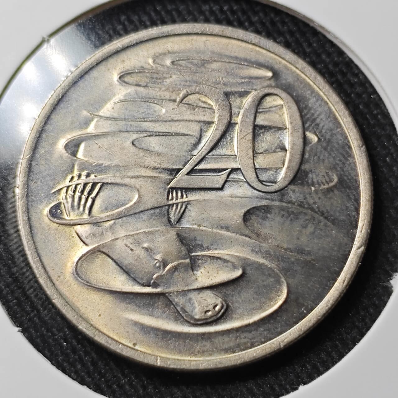 KK钱币收藏小铺  （套币 批量/好品散币 银币）专场  2月预留时间 周末发货 1973澳大利亚20分 鸭嘴兽 好品 