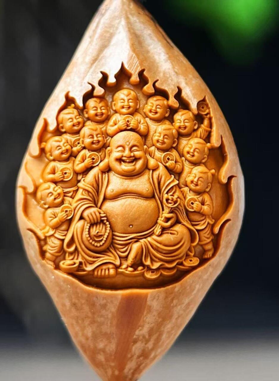 听雨轩（36） 橄榄核雕 2.0百子手串弥勒 单粒 2.0*3.8