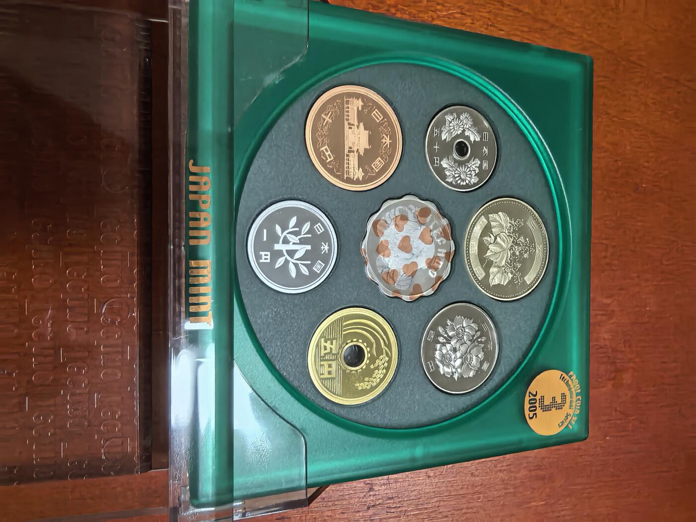 长老汇蛇年精选第六十二场拍卖 2005日本科技系列之三6枚精制币套装小方盒，含银质梅花形镀金银章1枚，难得带外纸盒
