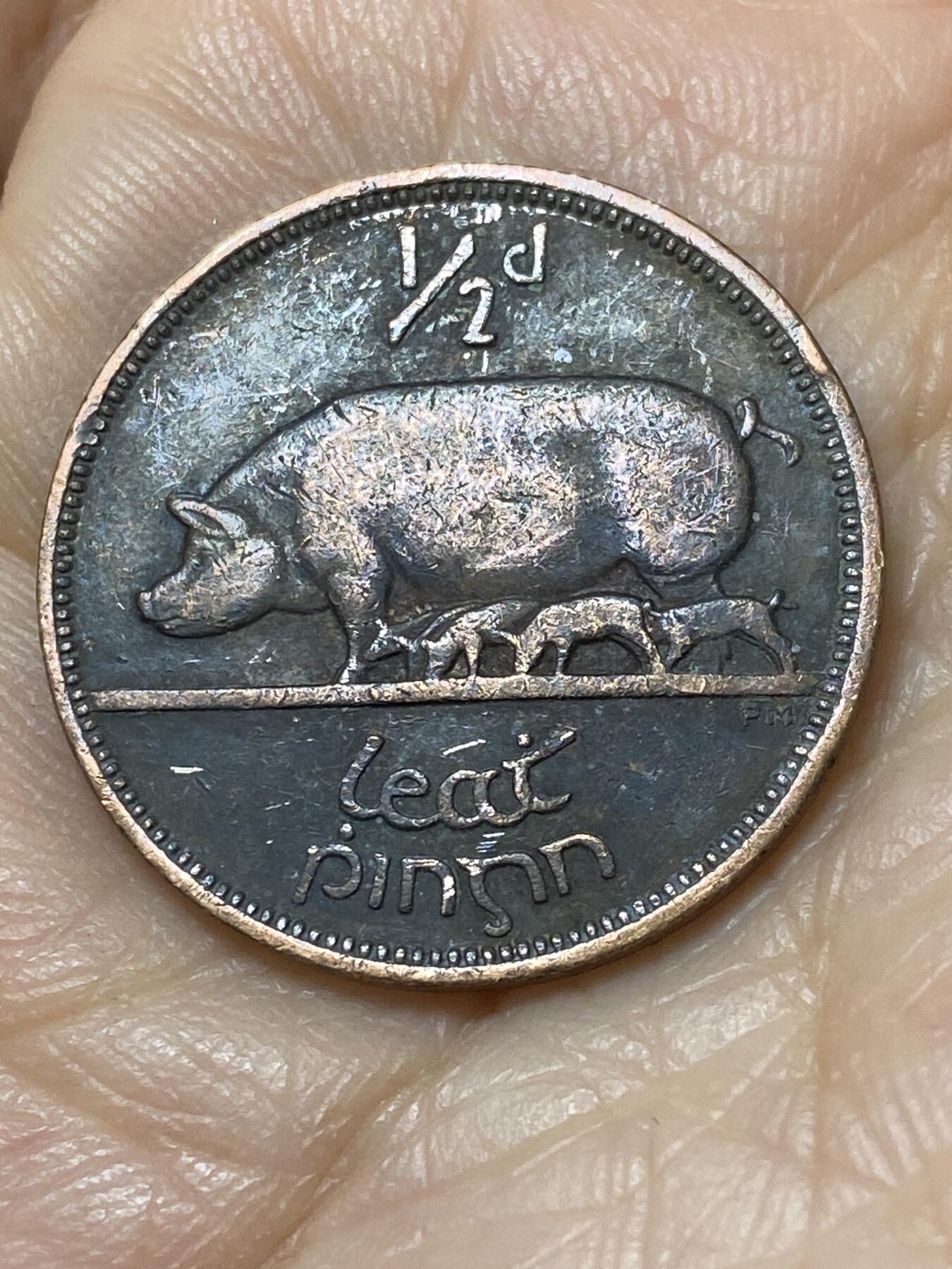 2025年第一百一十二场(总第一百三十八场）外国好品散币(免佣金) 爱尔兰🇮🇪1943年1/2便士(共和国时期第一套)