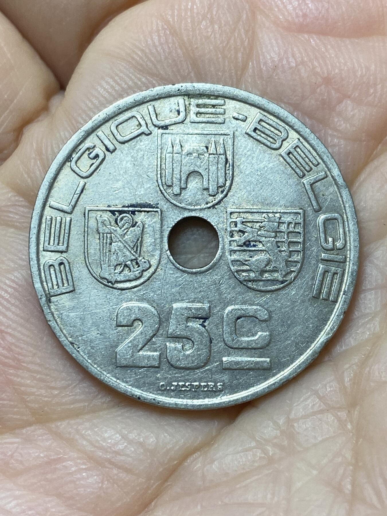 2025年第一百一十二场(总第一百三十八场）外国好品散币(免佣金) 比利时🇧🇪1938年25分(利奥波德三世时期，法语–荷语版，首发年仅发行2年)