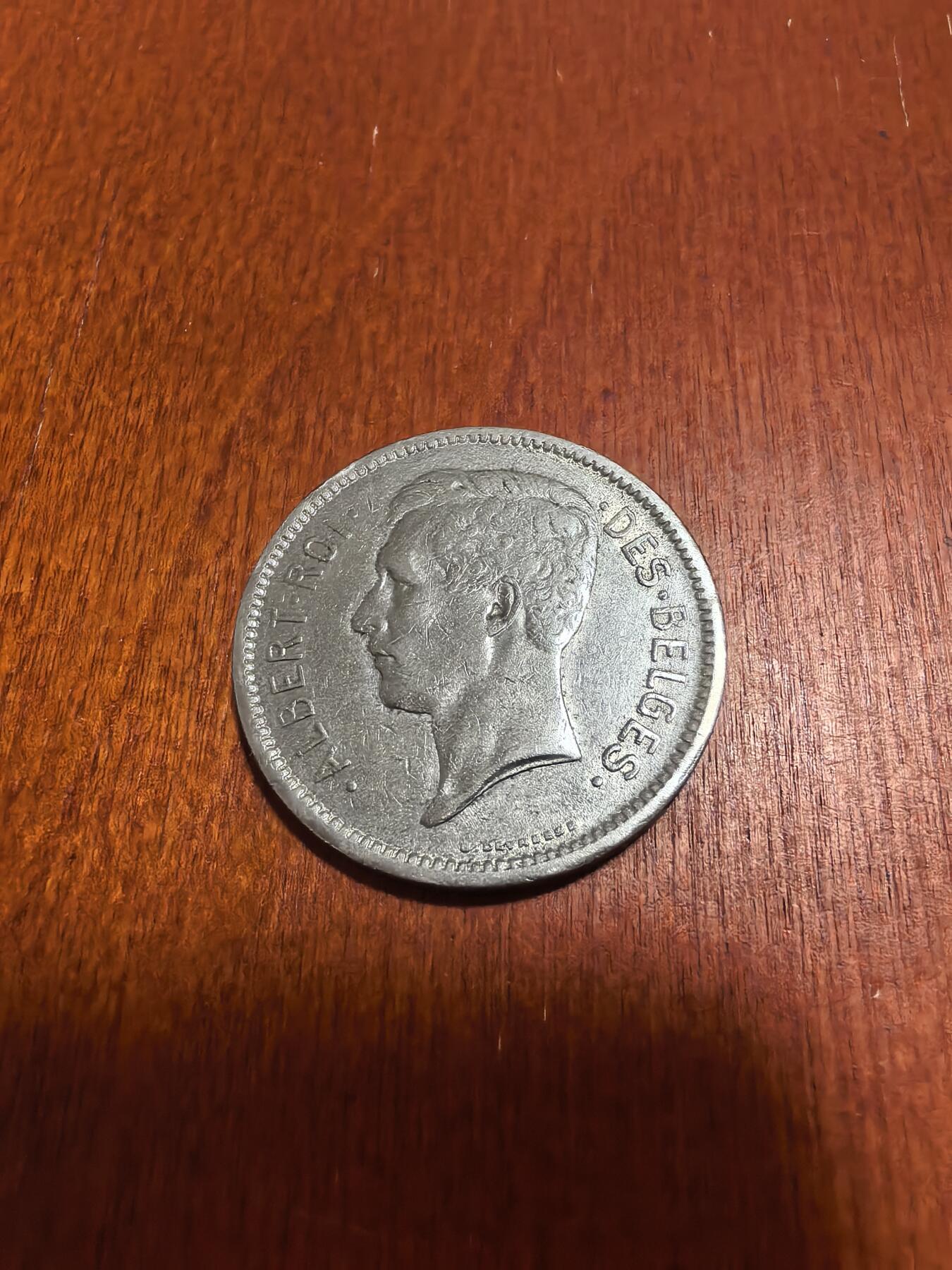 长老汇蛇年精选第六十二场拍卖 1934比利时阿尔贝托一世5法郎镍币，法语版，小年，克书XF40分250美金